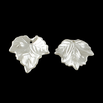 Leaf ABS Plastic Imitation Pearl Pendants, Creamy White, 24.5x23.5x3mm, Hole: 1.5mm