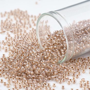 TOHO Round Seed Beads, Japanese Seed Beads, (1067) Light Rust Lined Crystal, 11/0, 2.2mm, Hole: 0.8mm, about 5555pcs/50g