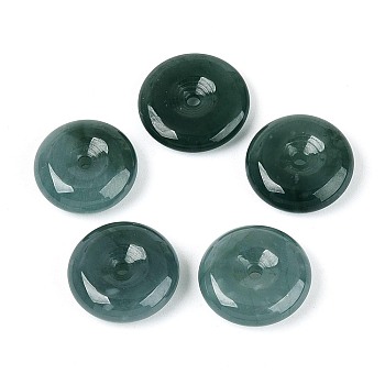 Natural Myanmar Jade Pendants, Donut/Pi Disc Charms, 15.5~17.5x4~6mm, Hole: 2mm
