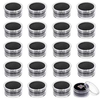 20Pcs Plastic Nail Decorate Storages, with Sponge Mat, Column, Black, 3.15x1.75cm, 20pcs/bag