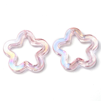 Transparent Acrylic Pendants, Star, Pink, 30x30.5x5mm, Hole: 1.8mm