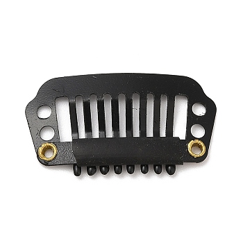 Iron Snap Wig Clips, 8 Teeth Comb Clips for Hair Extensions, Electrophoresis Black, 28x16x2.5mm