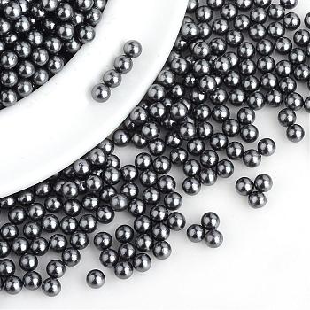 Imitation Pearl Acrylic Beads, No Hole, Round, Slate Gray, 1.5~2mm, about 10000pcs/bag