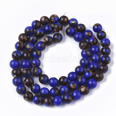 Assembled Bronzite and Natural Lapis Lazuli Beads Strands(G-S366-026B)-2