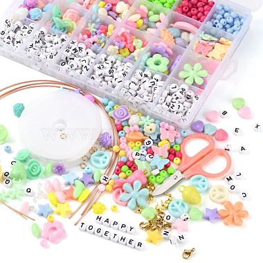 Bricolage mignon perles et pendentifs colorés ensemble de bijoux pour enfants kit de fabrication(DIY-LS0004-05)-2