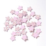 Glitter Non Woven Fabric Decoration Accessories, with Paillette/Sequins, Hair Bow, Star, Pink, 1.5x1.4x0.15cm(AJEW-WH0002-11A)