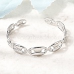 304 Stainless Steel Mariner Chain Cuff Bangles for Women, Stainless Steel Color, Inner Diameter: 2.30x1.85 inch(5.85x4.7cm)(SA-CBA82C8-07P)