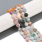 Natural Mixed Gemstone Beads Strands, Faceted Pentagonal Cut Coin Beads, Flat Round, with Seed Beads, 10~10.5x5~6mm, Hole: 1mm, about 32~33pcs/strand, 15.75''(40cm)(G-C116-A30-01)