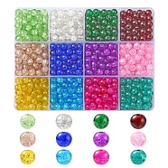 900Pcs 12 Colors Spray Painted Crackle Glass Beads Strands, Round, Mixed Color, 6mm, Hole: 1.3~1.6mm, 75pcs/colors(CCG-YW0001-10)