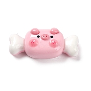 Opaque Resin Cute Pig Imitation Food Decoden Cabochons, White, 14x33x12.5mm(CRES-M016-01H)