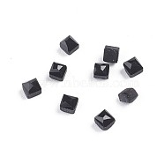 Opaque Glass Cabochons, Faceted, Square, Black, 2.5x2.5x2mm(G-F680-K04)