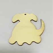 Wood Pendants, Dog, Floral White, 78x66x2.5mm, Hole: 3mm(WOOD-WH0002-01)