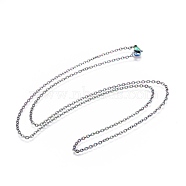 304 Stainless Steel Cable Chain Necklaces, with Lobster Claw Clasps, Rainbow Color, 23.6 inch(60cm), 2mm(MAK-F029-01-B)