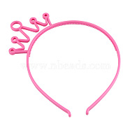 Crown Plastic Hair Bands, with Teeth, Hair Accessories for Girls, Hot Pink, 160x135x6mm(OHAR-PW0001-170E)