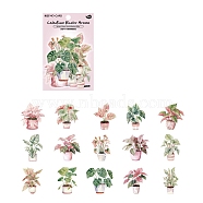 30Pcs Plant Waterproof PET Decorative Stickers, Self-adhesive Plant Decals, for DIY Scrapbooking, Pink, 34~55mm(PW-WG53909-01)