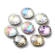 Glass Rhinestone Cabochons, Flat Back & Back Plated, Faceted, Half Round, Mixed Color, 12mm(RGLA-P035-04B-M)