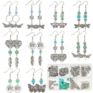 DIY Butterfly Dragonfly Earring Making Kits, Including Alloy Pendant & Beads, Synthetic Turquoise & Glass & Acrylic Beads, Brass Earring Hooks, Antique Silver, 164Pcs/box(DIY-SC0020-38)