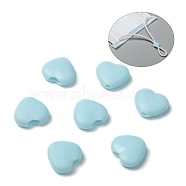 Heart PVC Plastic Cord Lock for Mouth Cover, Anti Slip Cord Buckles, Rope Adjuster, Light Cyan, 9.5x10x3.5mm, Hole: 2x4mm(KY-D013-04H)