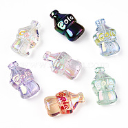UV Plating Transparent Acrylic Beads, with Enamel, Iridescent, Soda Bottle, Mixed Color, 30x19x12.5mm, Hole: 2mm(PACR-N015-09)