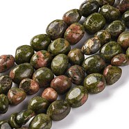 Natural Unakite Beads Strands, Nuggets, Tumbled Stone, 7~12x6~8x5~7mm, Hole: 1mm, about 43~44pcs/strand, 15.47~15.63''(39.3~39.7cm)(G-G146-A14-01)