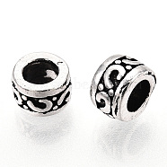 925 Sterling Silver Beads, with S925 Stamp, Textured Column, Antique Silver, 5x3mm, Hole: 2.5mm(STER-T007-64AS)