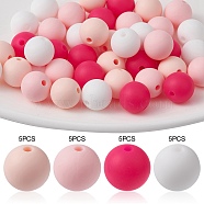 Food Grade Eco-Friendly Silicone Focal Beads, Chewing Beads For Teethers, DIY Nursing Necklaces Making, Round, Mixed Color, 12mm, Hole: 1.2mm, 4 colors, 5pcs/color, 20pcs/set(SIL-YW0001-13A)