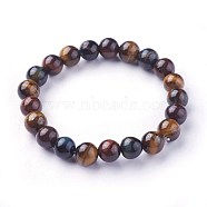 Natural Tiger Eye Beads Stretch Bracelets, Round, 2 inch~2-1/8 inch(5.2~5.5cm), Beads: 8~9mm(BJEW-F380-01-B18)