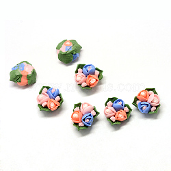 Handmade Porcelain Cabochons, China Clay Beads, Flower, Tomato, 17~19x17~19x8~10.5mm(PORC-S1003-05A)