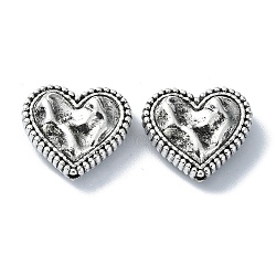 Tibetan Style Alloy Beads, Heart, Antique Silver, 13x15x5mm, Hole: 1.4mm, about 171pcs/500g(TIBEB-F065-08AS-04)