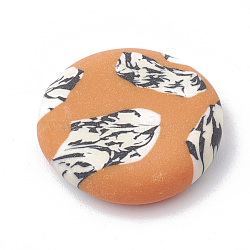Handmade Polymer Clay Cabochons, Flat Round, Orange, 19~23x5~6mm(X-CLAY-N001-02D)