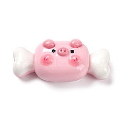 Opaque Resin Cute Pig Imitation Food Decoden Cabochons, White, 14x33x12.5mm(CRES-M016-01H)