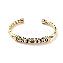 304 Stainless Steel Cable Wire Twisted Cuff Bangles, Golden, Inner Diameter: 2-3/8 inch(6.1cm)(BJEW-P304-01C-G)
