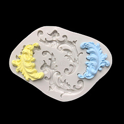 Retro Embossed Corner Fondant Molds, Cake Border Decoration Food Grade Silicone Molds, for Chocolate, Candy, UV Resin & Epoxy Resin Craft Making, WhiteSmoke, 131x100x9.5mm, Inner Diameter: 71x36.5mm & 48x41.5mm(DIY-E054-10)