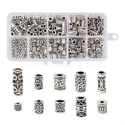 Tube Hollow Tibetan Style Alloy Beads, Antique Silver, 16.5x8.5x1.6cm, 300pcs/box(TIBEB-KS0001-04AS)