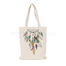 Printed Canvas Women's Tote Bags, with Handle, Shoulder Bags for Shopping, Rectangle, Colorful, 40x30cm(PW-WGE61CD-02)