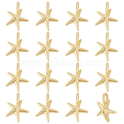 16Pcs Rack Plating Brass Pendants, Starfish Charms, Long-Lasting Plated, Lead Free & Cadmium Free, Real 18K Gold Plated, 14x11x4mm, Hole: 2x1.5mm(KK-ME0002-12)
