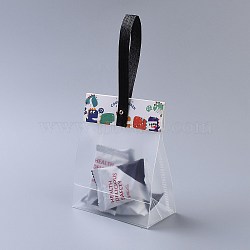 Plastic Transparent Gift Bag, Storage Bags, Self Seal Bag, Top Seal, Rectangle, with Cartoon Card and Sling, Hole and Nail, Colorful, 21.5x10x5cm, 10set/bag(OPP-B002-H02)