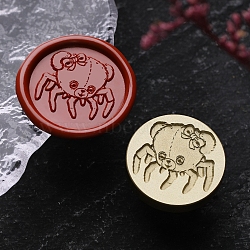 Halloween Theme Golden Tone Brass Wax Seal Stamp Head, for DIY Wax Seal Stamp Making, Spider, 25x25x15mm, Hole: 7mm(AJEW-O001-07G)