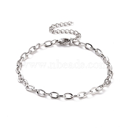 304 Stainless Steel Cable Chain Bracelet for Men Women, Stainless Steel Color, 6-7/8 inch(17.4~17.5cm)(BJEW-E031-05C-P)