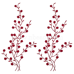 Cotton Embroidery Ornament Accessories, Appliques, Flower, Camellia, 450~470x1mm(AJEW-WH20020-044B)