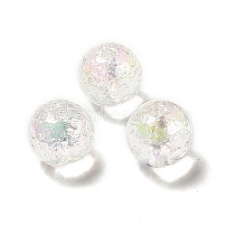 UV Plating Transparent Acrylic Beads, AB Color Plated, Round, Clear, 13.5x13mm, Hole: 2mm(X-PACR-M001-01)