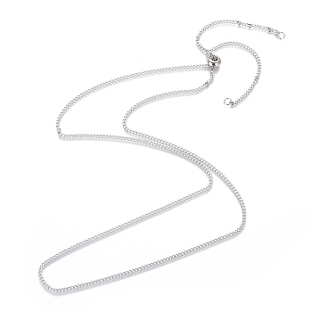 Adjustable 304 Stainless Steel Slider Necklaces, with Curb Chains and Slider Stopper Beads, Stainless Steel Color, 29.8 inch(75.8cm), 2mm