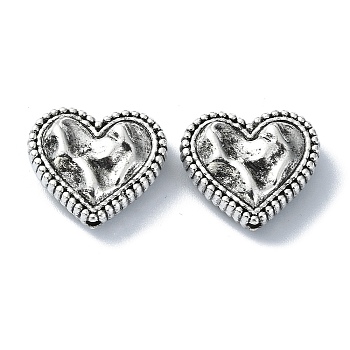 Tibetan Style Alloy Beads, Heart, Antique Silver, 13x15x5mm, Hole: 1.4mm, about 171pcs/500g