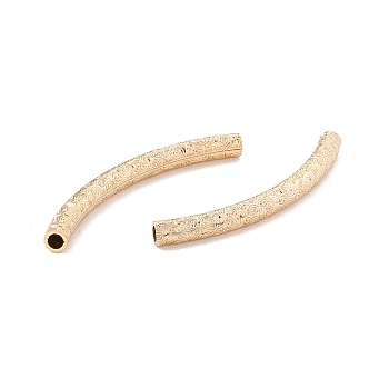 Brass Curved Tube Beads, Curved Tube Noodle Beads, Round Hole,Cadmium Free & Lead Free & Nickle Free, Real 18K Gold Plated, 30~31x2mm, Hole: 1mm