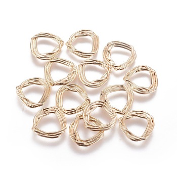 Brass Linking Rings, Flat Round, Nickel Free, Real 18K Gold Plated, 15x1~1.5mm, Hole: 9~10mm