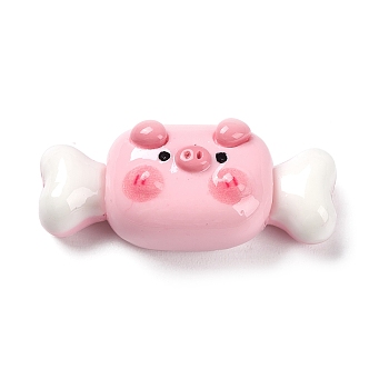 Opaque Resin Cute Pig Imitation Food Decoden Cabochons, White, 14x33x12.5mm