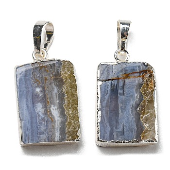 Natural Agate Pendants, with Brass Findings, Cadmium Free & Lead Free, Rectangle, 24.5~29x14.5~15.5x5~5.5mm, Hole: 8x4.7mm