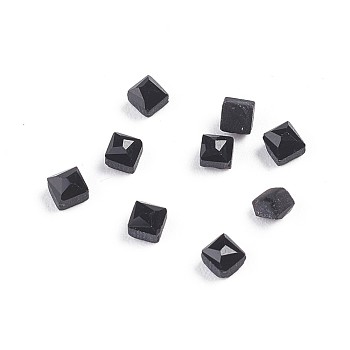 Opaque Glass Cabochons, Faceted, Square, Black, 2.5x2.5x2mm