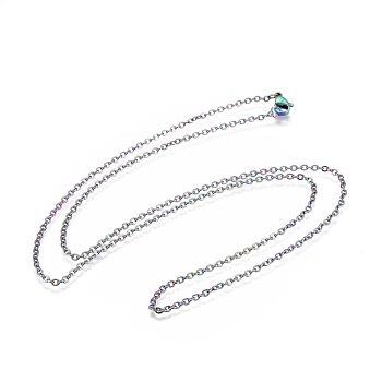 304 Stainless Steel Cable Chain Necklaces, with Lobster Claw Clasps, Rainbow Color, 23.6 inch(60cm), 2mm