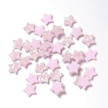 Glitter Non Woven Fabric Decoration Accessories, with Paillette/Sequins, Hair Bow, Star, Pink, 1.5x1.4x0.15cm